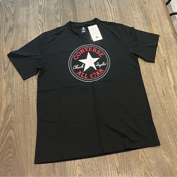 NWT Converse Unisex Short Sleeve Crew Neck T-Shirt Black Graphic Size M - Picture 1 of 6
